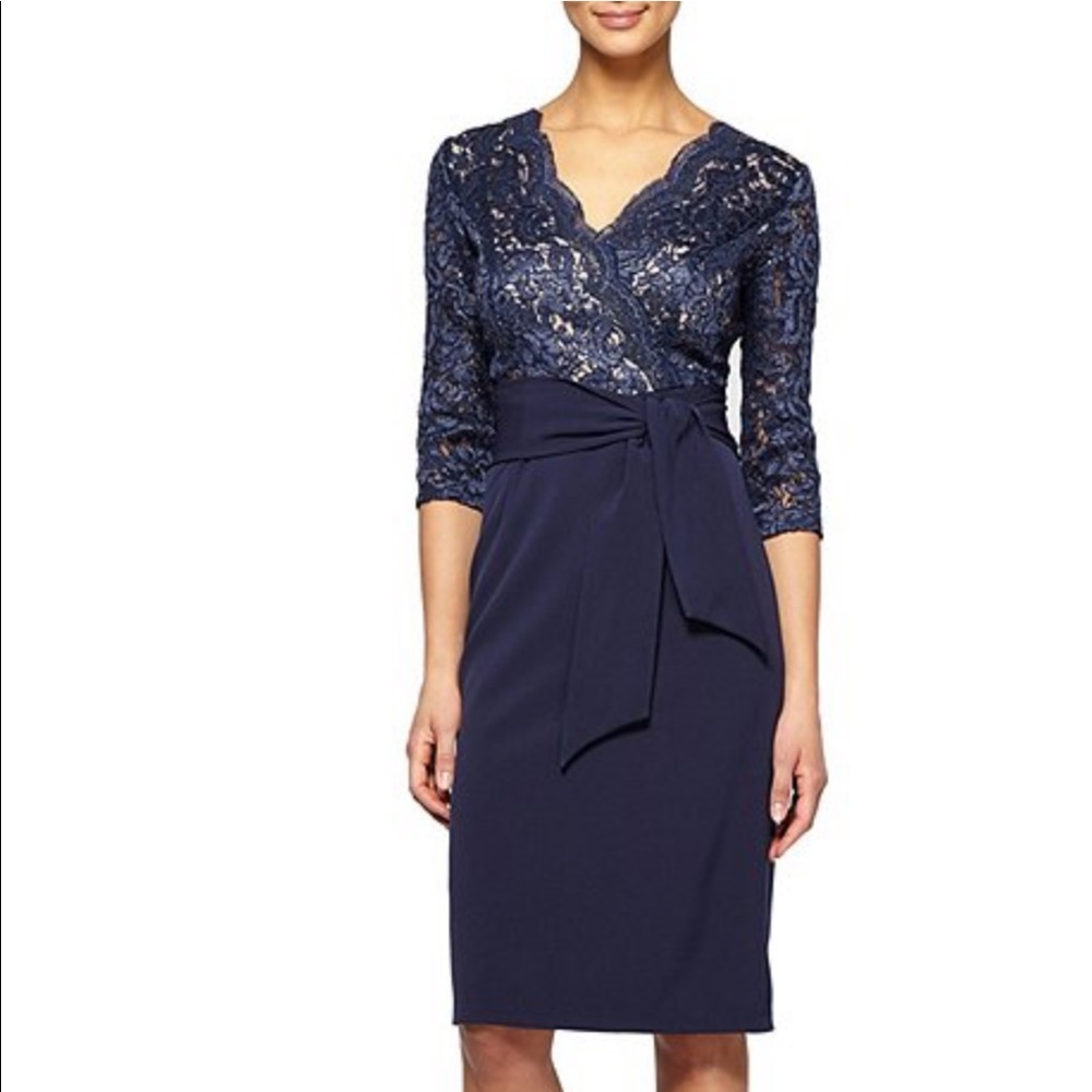 NWT Alex Evenings navy dress